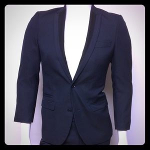 Jules microfiber blue w/ black lapel fitted suit